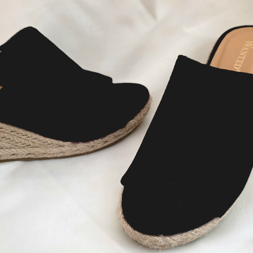 Wanted Black Espadrille Slip-On Mule